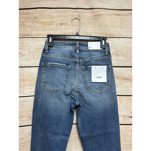 Vervet Womens Mom Jeans Size 24 Blue Erika Stretch New Distressed Medium Wash - Picture 2 of 16
